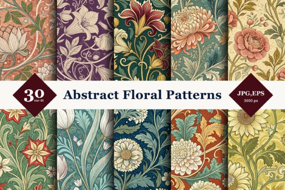 Abstract Floral Seamless Patterns 01: A Versatile Design Resource for Creative Professionals