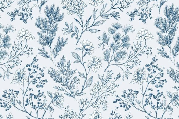 Elegant Holiday Design with Christmas Floral Seamless Pattern 25
