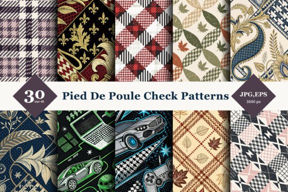 Elegant Pied de Poule Seamless Patterns for Creative Projects