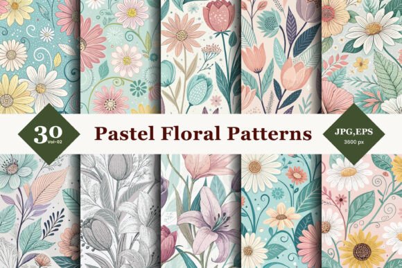 Enhance Your Creative Projects with Pastel Floral Seamless Patterns 02