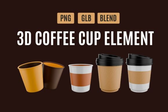 Enhance Your Designs with the Modern 3D Coffee Cup Pack 01