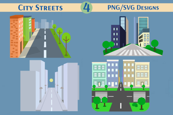 Enhancing Visual Storytelling with Urban Roads Neighborhood Clipart