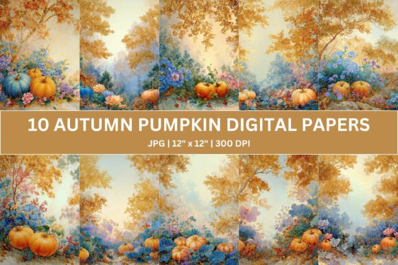 Ethereal Autumn Pumpkin Digital Paper: A Dreamy Resource for Creative Projects