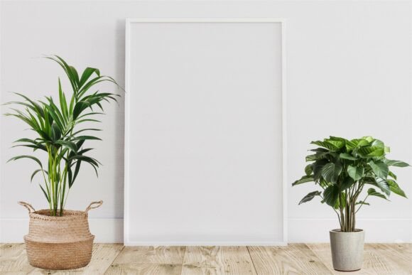 Green Floral Frame Mockup on White for Modern Design Projects