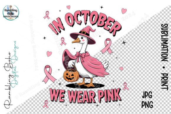 In October We Wear Pink Cute Witch Goose: A Unique Design for Modern Creative Needs