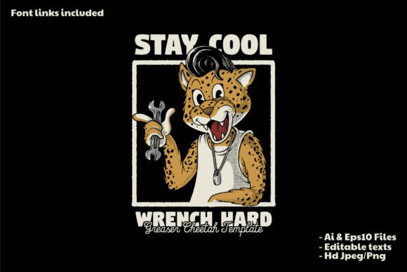 Leopard Mechanic with Greaser Hair: A Bold Mascot for Modern Branding