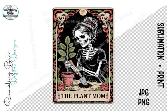 Plant Mom Tarot Card Skeleton Halloween: A Versatile Design for Creative Expression