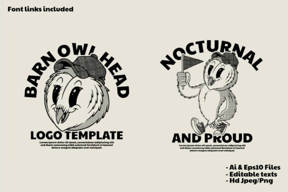 Retro Barn Owl Mascot Holding Flag: Elevate Your Brand with a Unique Identity
