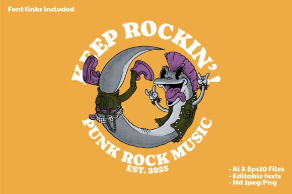 Retro Gecko Mascot in Rocker Outfit: A Dynamic Visual Asset for Brand Identity