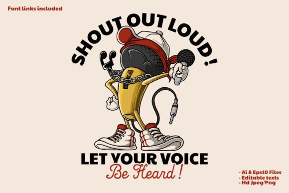 Retro Golden Hip Hop Microphone Mascot: A Strategic Branding Tool for Modern Creatives