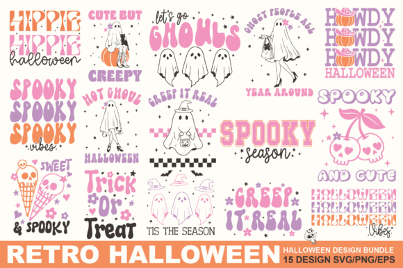Retro Halloween Design SVG PNG Bundle