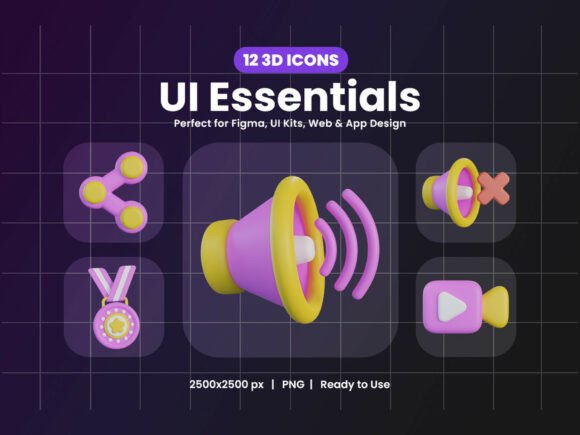UI Essential 3D Icon Pack: Enhancing Digital Design with Style and Versatility