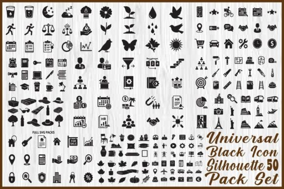 Universal Black Silhouette: Clean Icons for Every Design Need