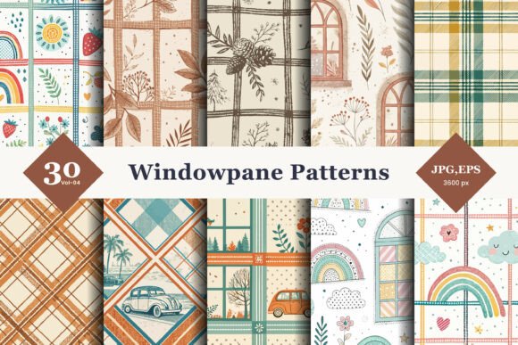 Windowpane Seamless Patterns 04: A Rustic-Modern Design Resource for Creatives